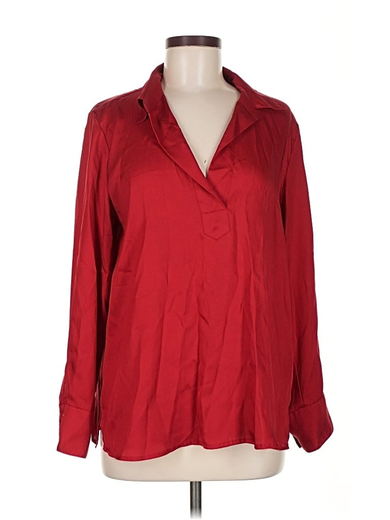 Pre-owned Banana Republic Factory Store Long Sleeve Blouse In Red