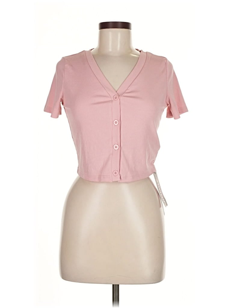 Romwe Cardigan Sweater In Pink