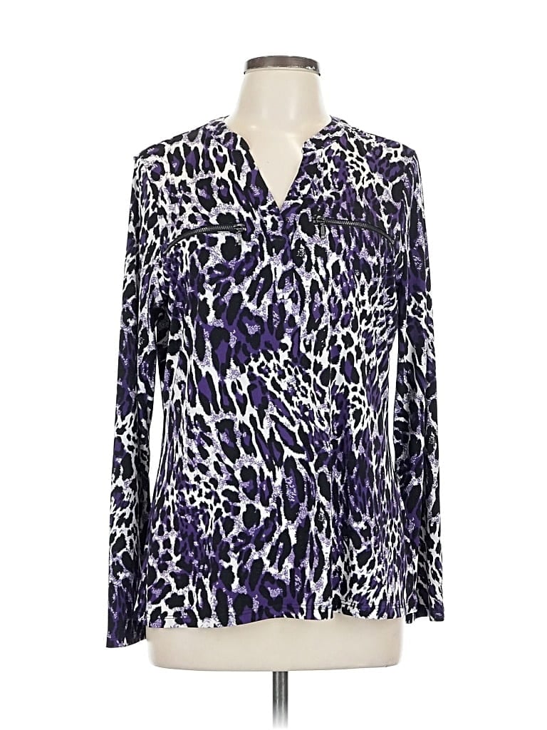 Pre-owned Jaclyn Smith Long Sleeve Blouse In Purple