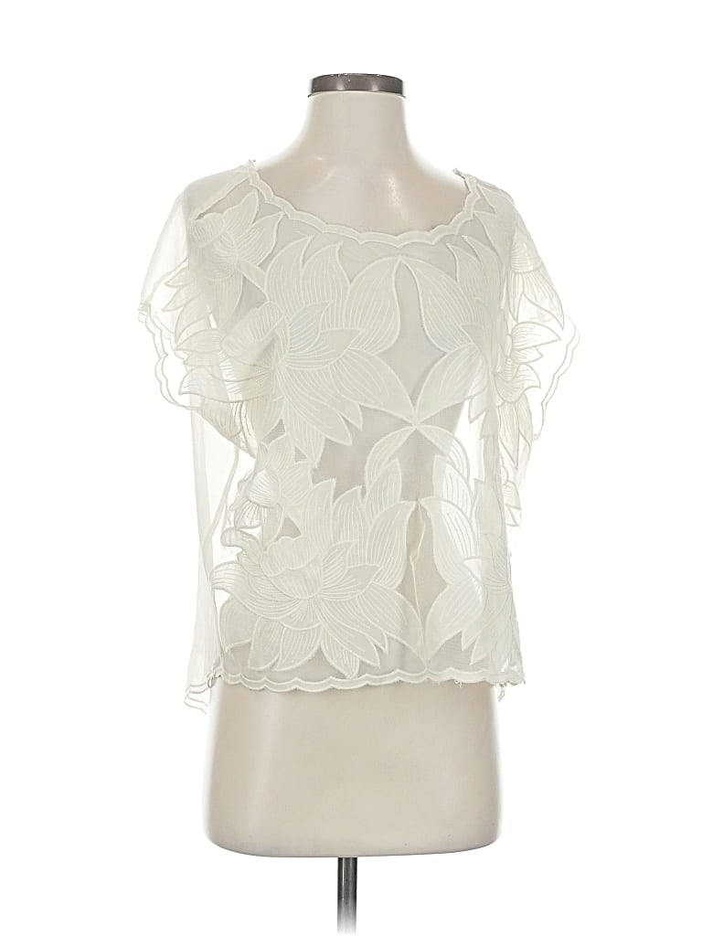 Pre-owned Lush Short Sleeve Blouse In White