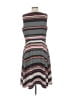 Elle Stripes Gray Casual Dress Size L - photo 2