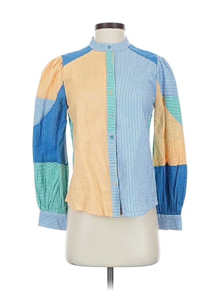 Pre-owned Sundance Long Sleeve Blouse In Blue