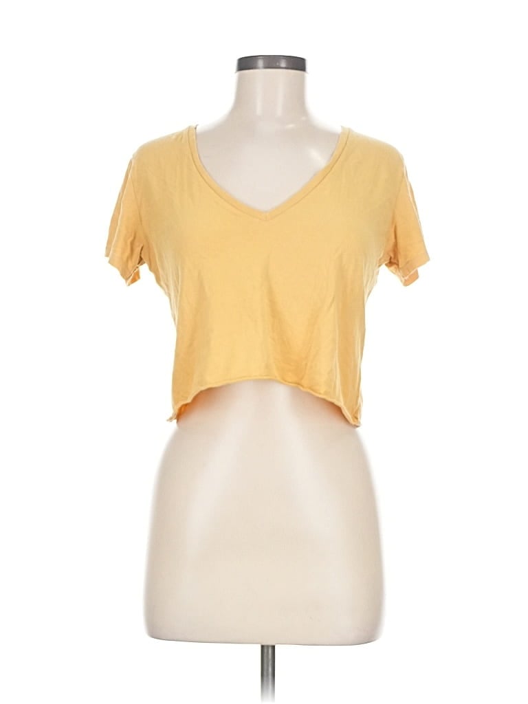 Pre-owned Brandy Melville Short Sleeve T-shirt In Yellow