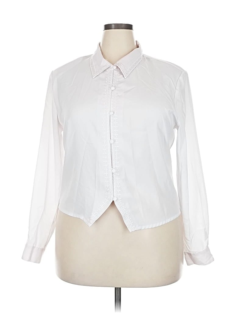 Pre-owned Laura Scott Long Sleeve Blouse In White
