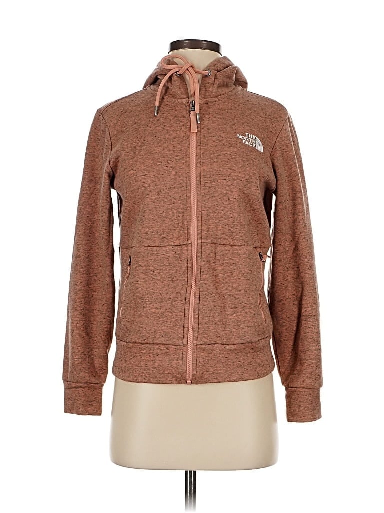 Pre-owned The North Face Zip Up Hoodie In Brown
