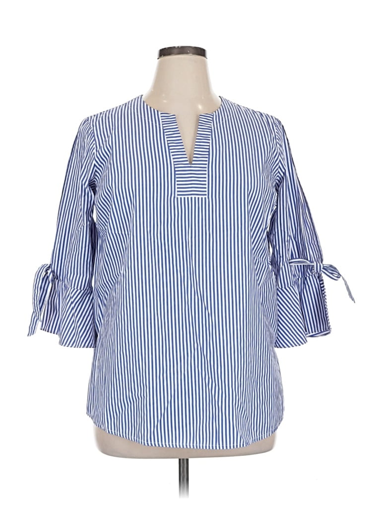 Pre-owned Signature Collection 3/4 Sleeve Blouse In Blue