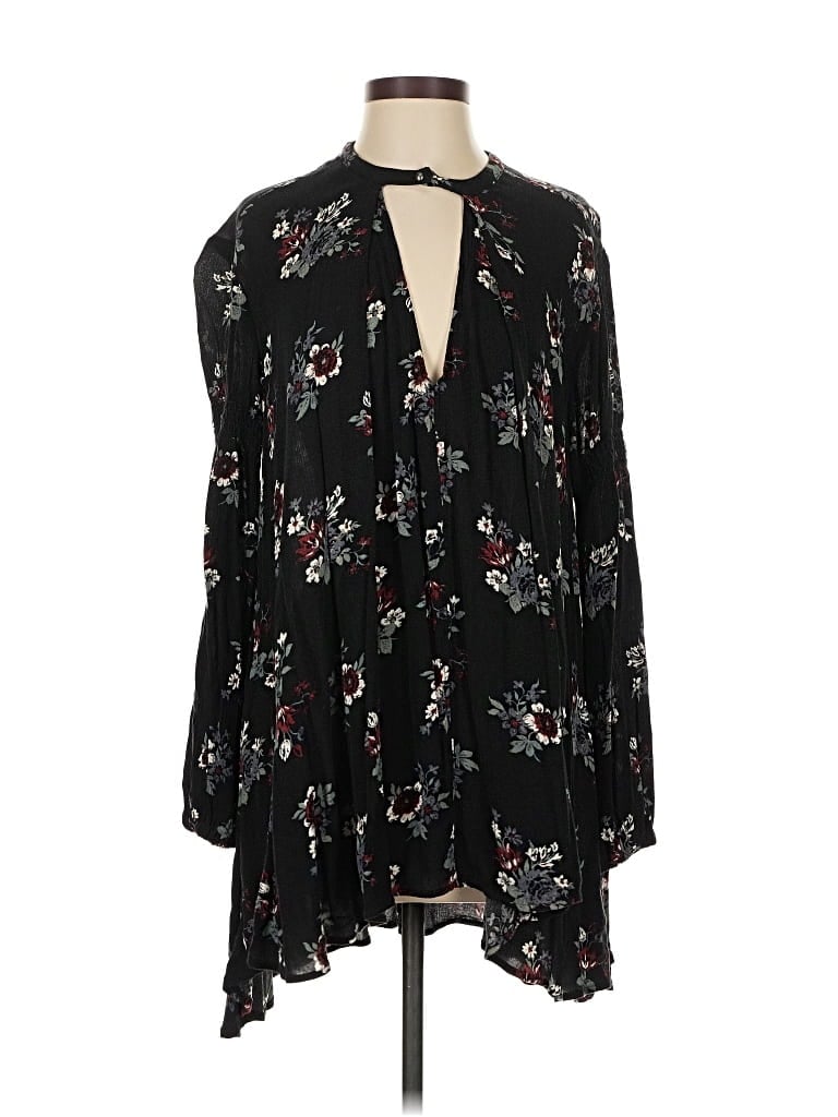 Pre-owned Free People Long Sleeve Blouse In Black