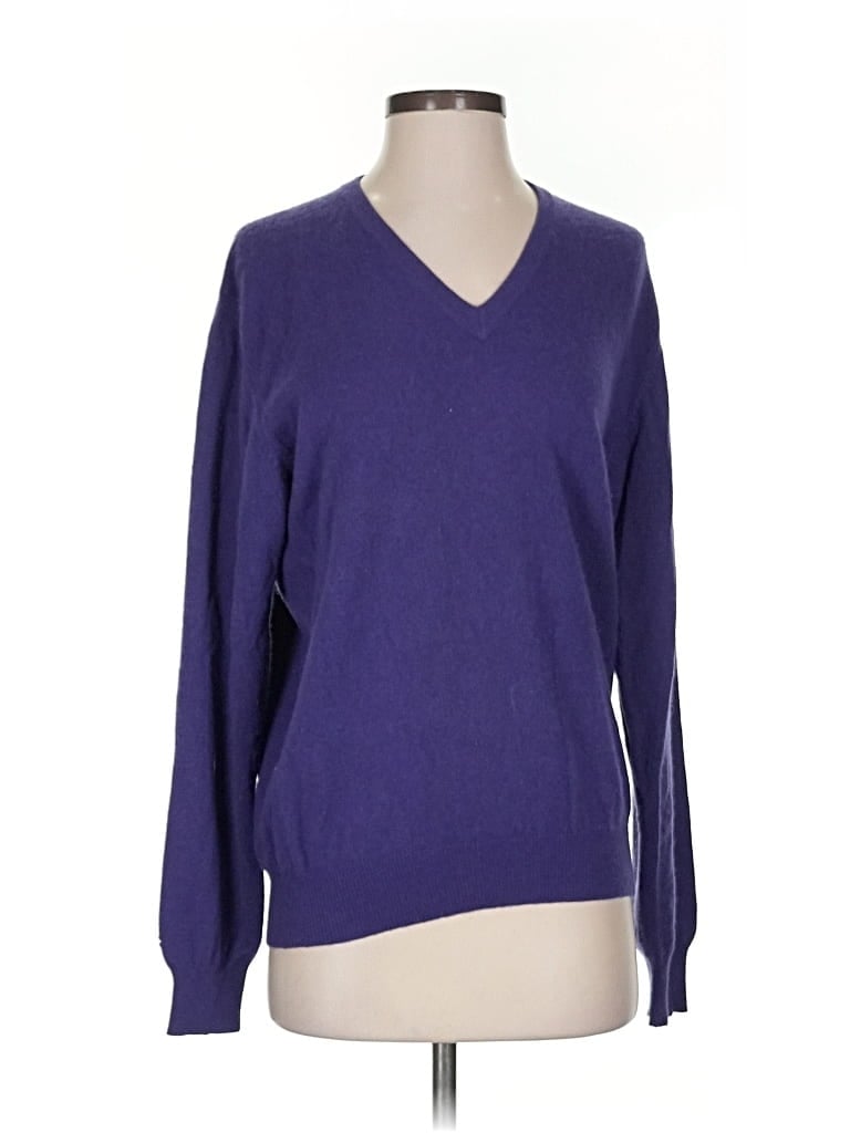 Pre-owned Lands' End Cashmere Pullover Sweater In Purple
