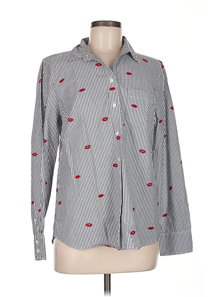 Pre-owned J.crew Factory Store Long Sleeve Button Down Shirt In Gray