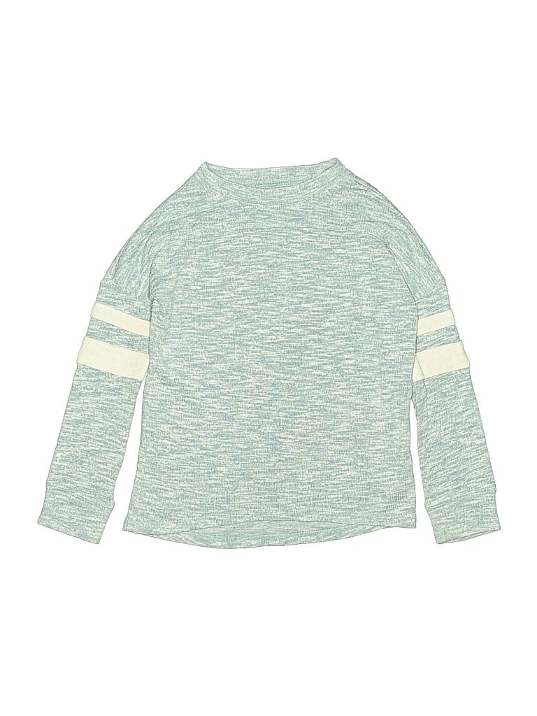 Pre-owned Rumi + Ryder Kids' Long Sleeve Top Teal Crew Neck Tops In Blue