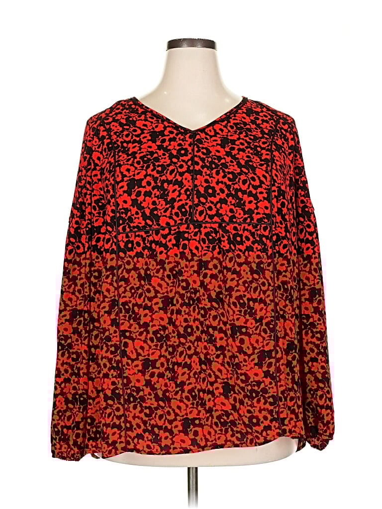 LANE BRYANT Pre-owned Long Sleeve Blouse In Red