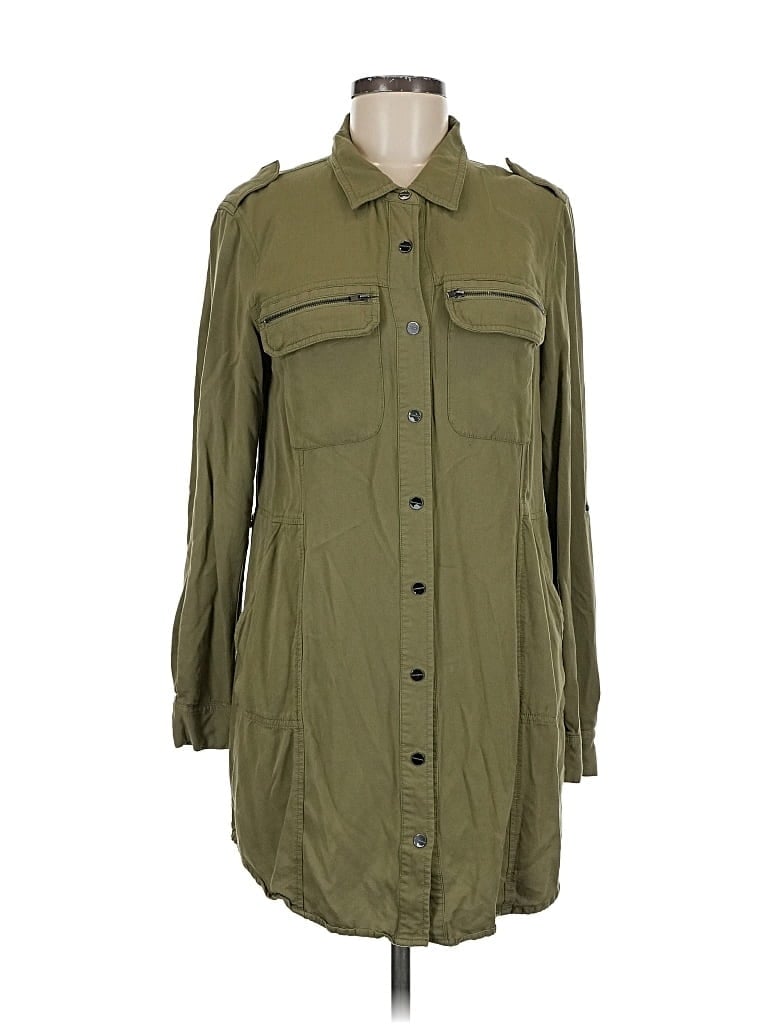 Pre-owned Sanctuary 3/4 Sleeve Button Down Shirt In Green