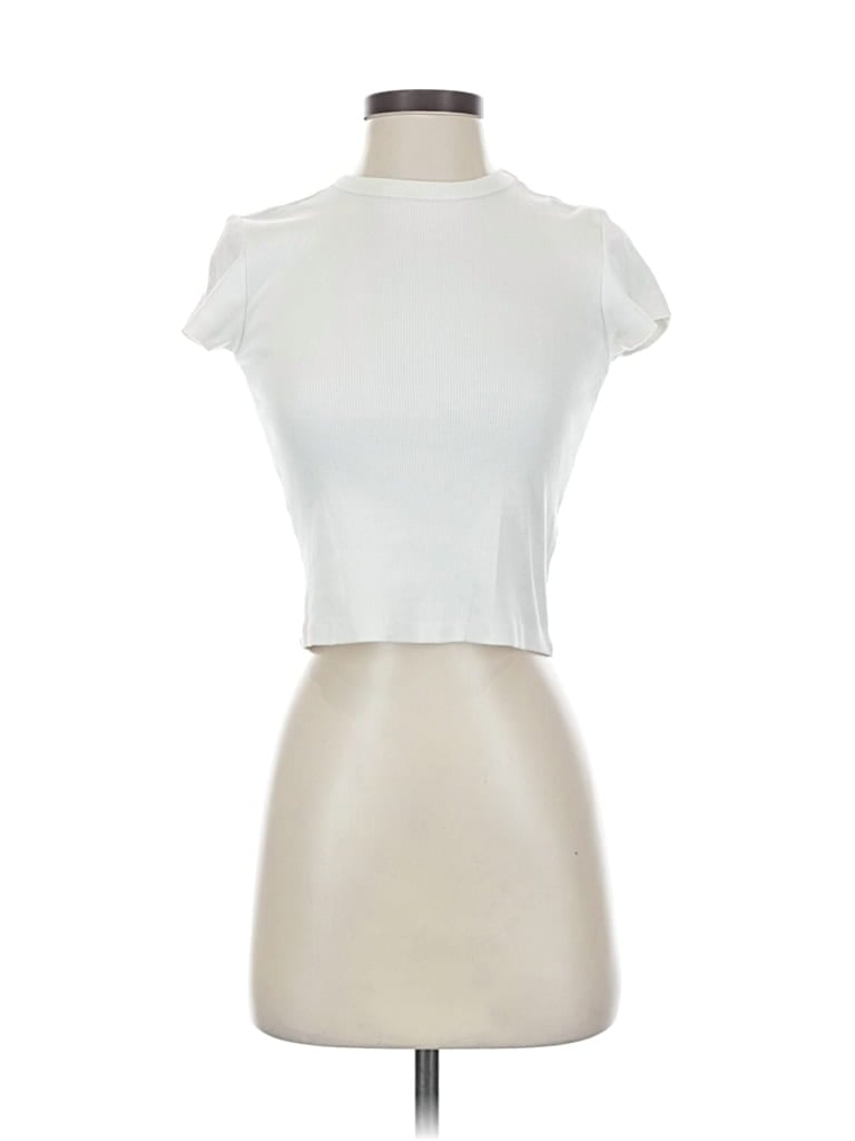 Pre-owned Maeve By Anthropologie Short Sleeve Turtleneck In White