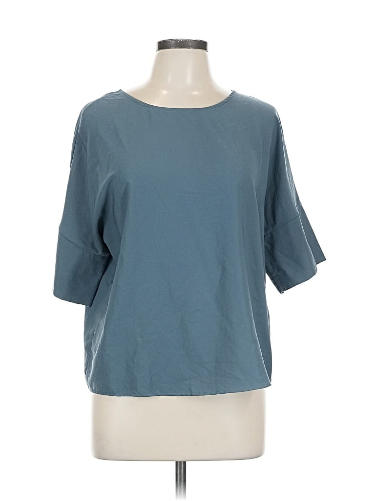EVERLY Pre-owned Short Sleeve Top Teal Boatneck Tops In Blue
