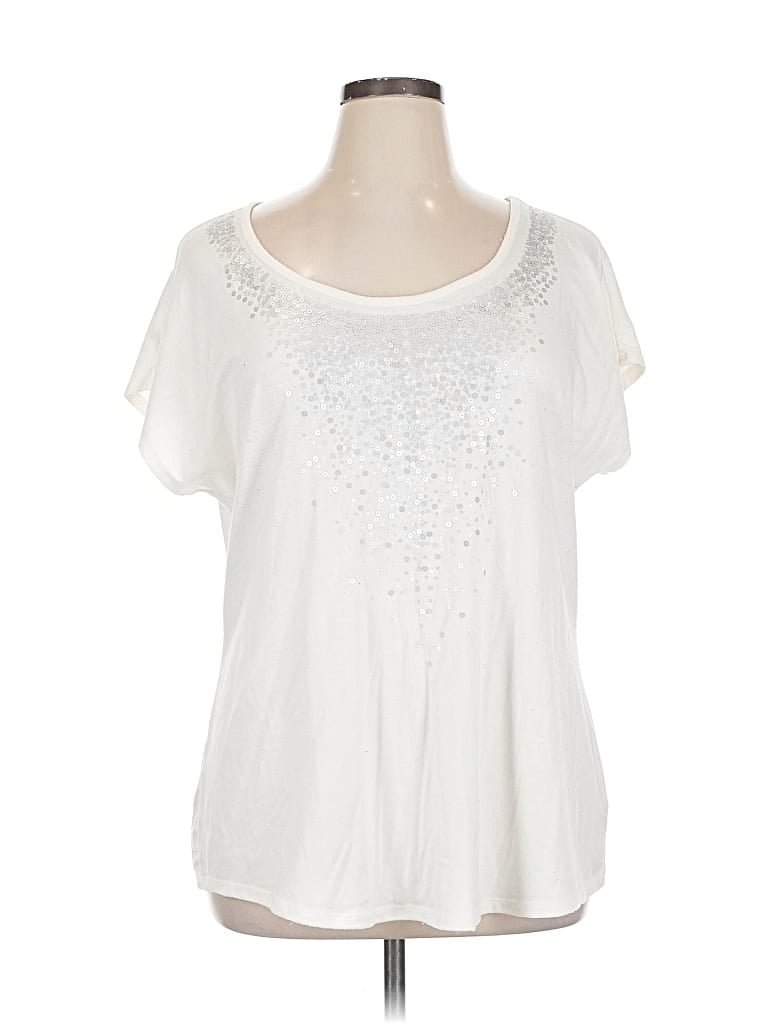 Pre-owned Coldwater Creek Short Sleeve T-shirt In White