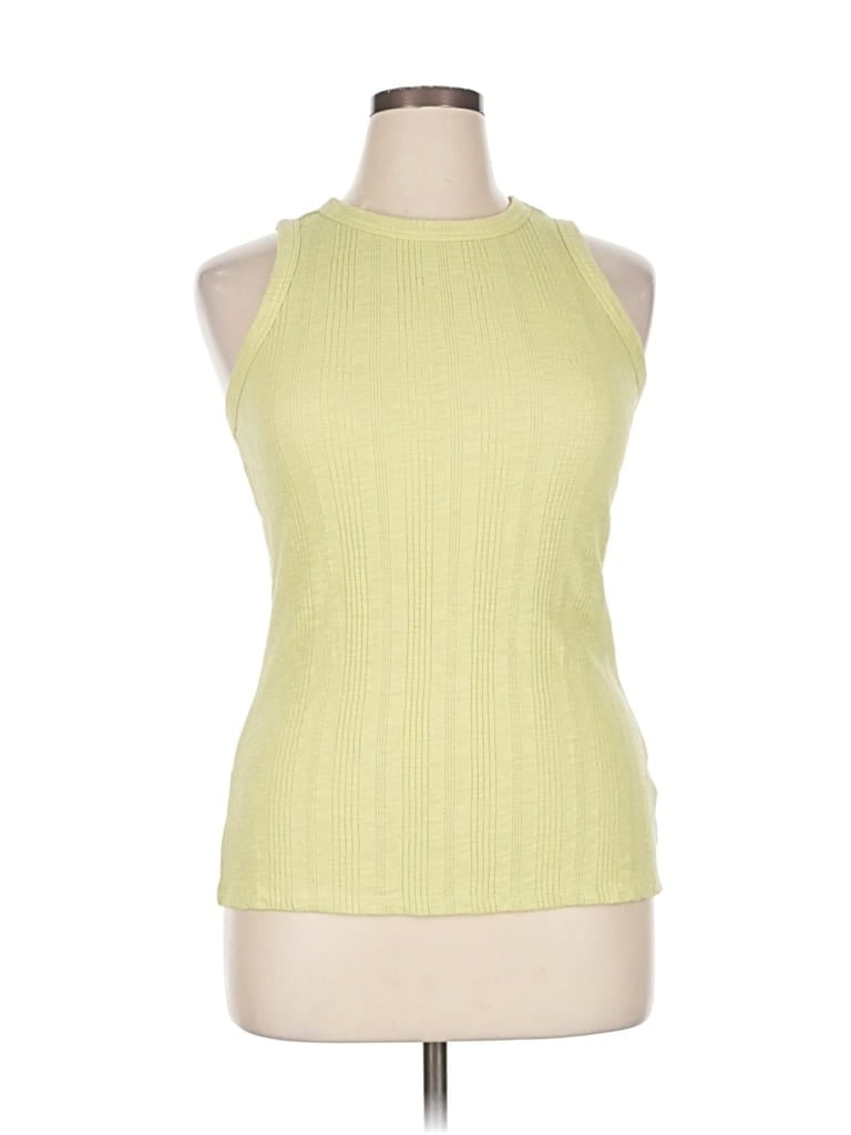 24/7 Maurices Tank Top Green Halter Neckline Tops In Yellow