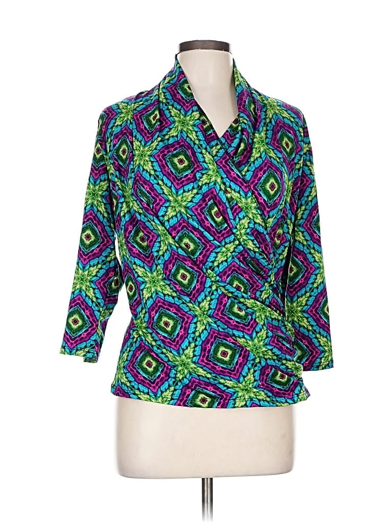 Pre-owned Assorted Brands 3/4 Sleeve Blouse In Green