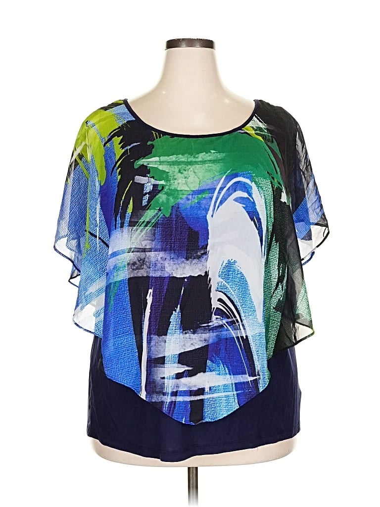 Pre-owned I.n. Studio Short Sleeve Blouse In Blue