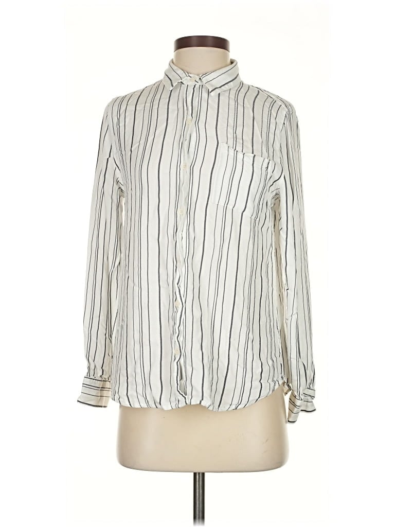 Pre-owned Banana Republic Factory Store Long Sleeve Blouse In White
