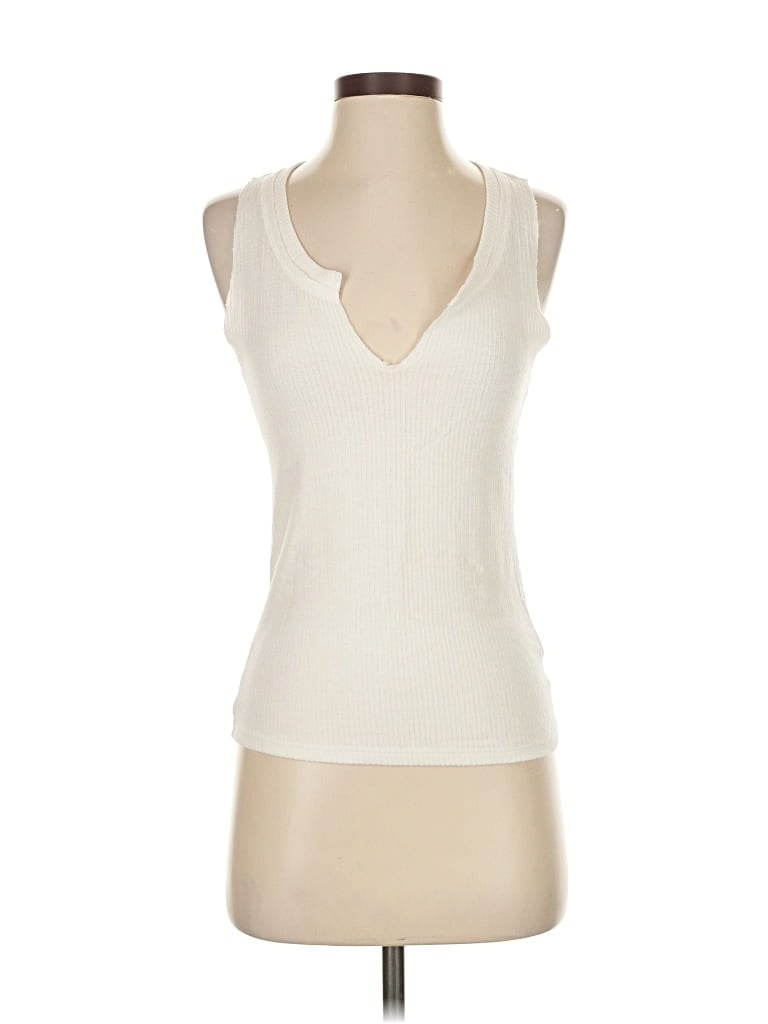 PROJECT SOCIAL T Pre-owned Sleeveless Top Ivory Scoop Neck Tops In White