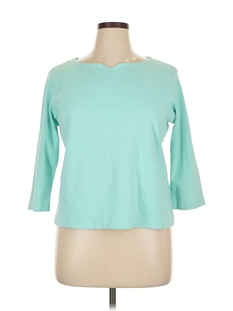 Pre-owned Coldwater Creek 3/4 Sleeve T-shirt In Blue