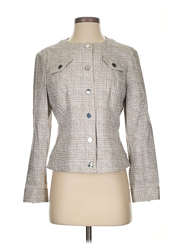 Pre-owned Doncaster Collection 3/4 Sleeve Top Gray Square Neckline Tops