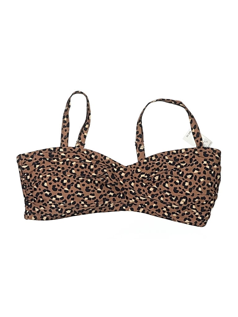 Ashley Stewart Swimsuit Top Brown Animal Print Pattern Swimwear