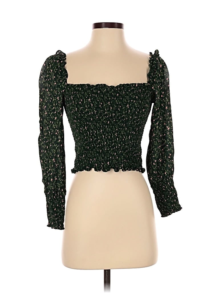 Pre-owned Reformation 3/4 Sleeve Blouse In Green