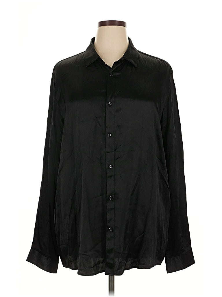 Pre-owned Inc International Concepts Long Sleeve Blouse In Black