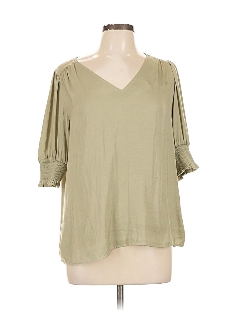 Pre-owned Maison D' Amelie 3/4 Sleeve Blouse In Green