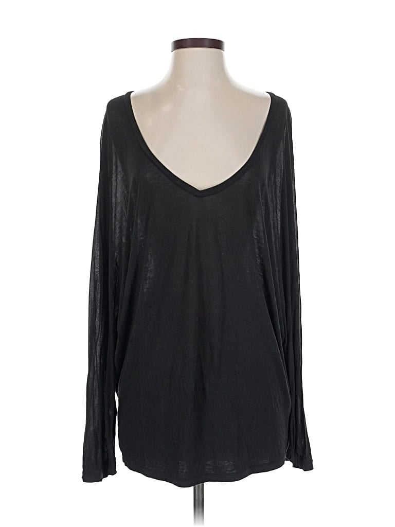 Pre-owned Vince Long Sleeve Top Black Plunge Neckline Tops