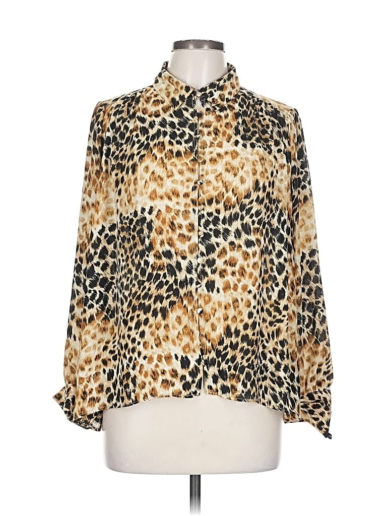 Pre-owned Rose + Olive Long Sleeve Blouse In Gold