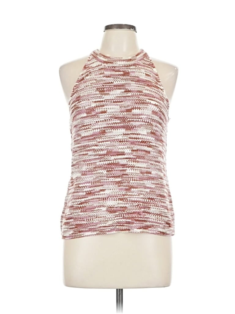 Pre-owned A.n.a. A New Approach Sleeveless Top Burgundy Halter Neckline Tops