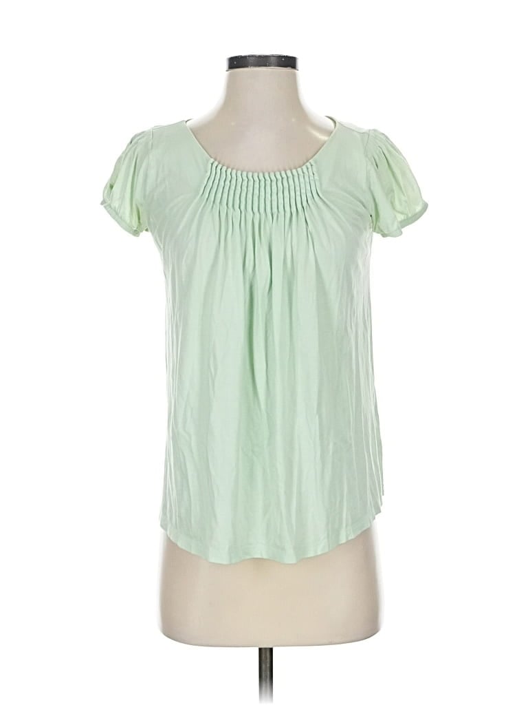 Pre-owned Theory Short Sleeve Top Green Scoop Neck Tops