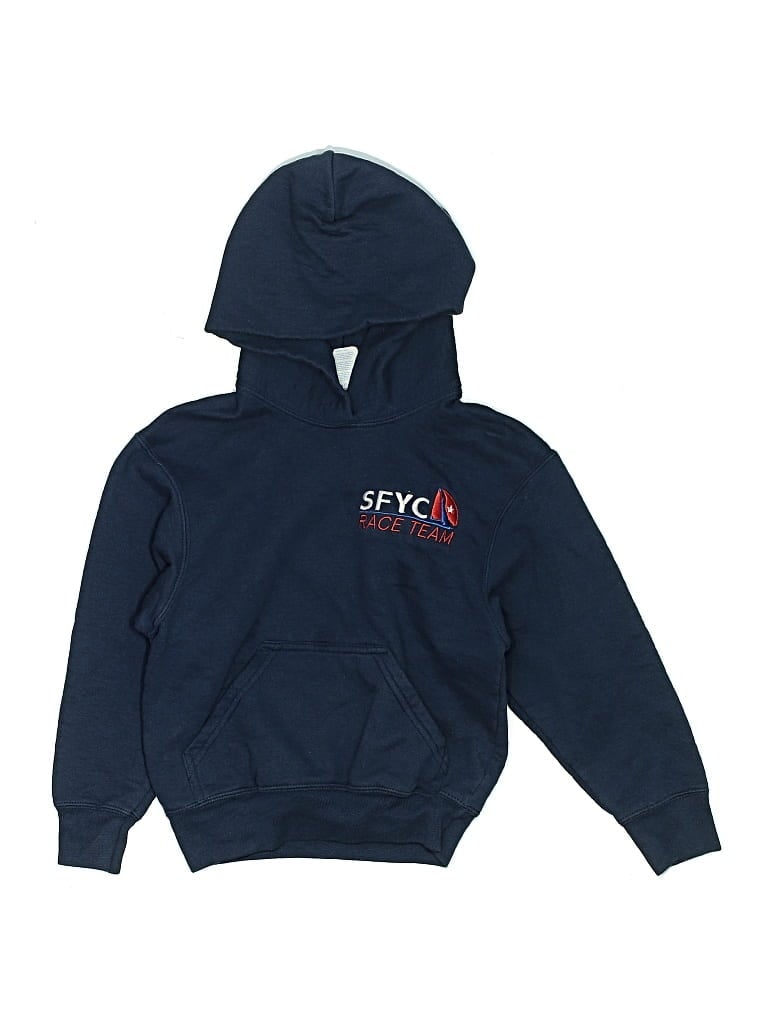 Pre-owned Port & Company Kids' Pullover Hoodie In Blue