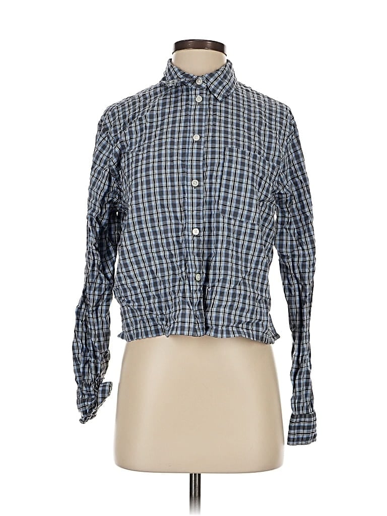 Pre-owned Aerie Long Sleeve Button Down Shirt In Blue