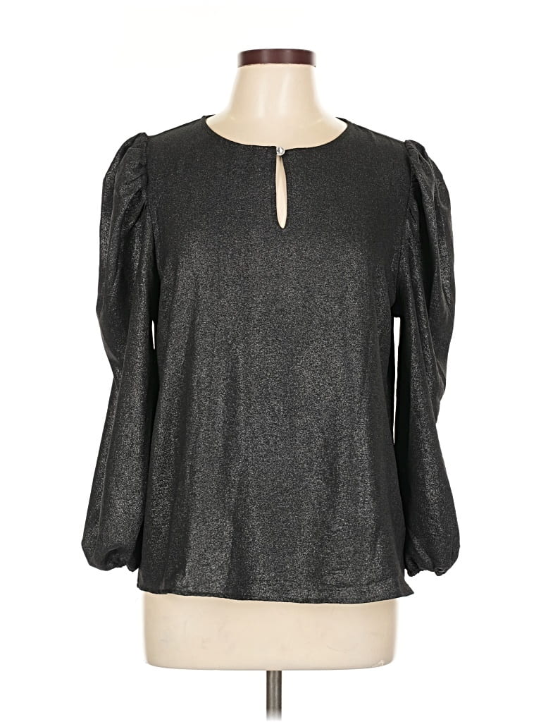 Pre-owned Hope & Harlow Long Sleeve Blouse In Silver