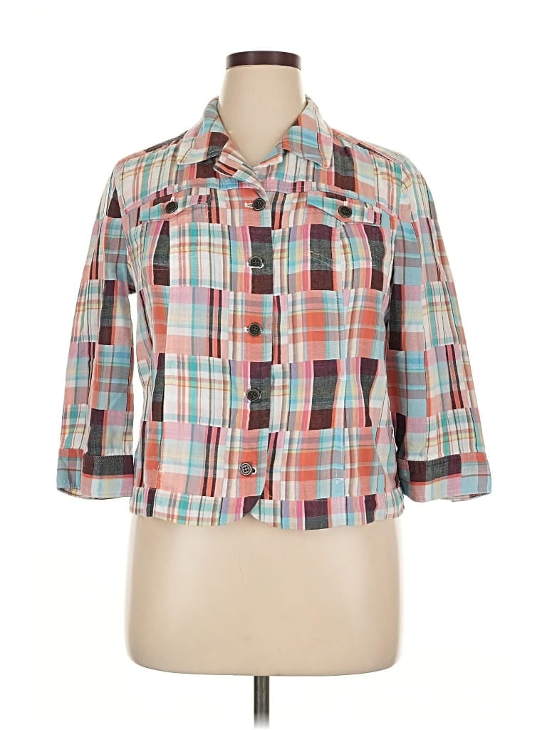 Pre-owned Christopher & Banks 3/4 Sleeve Button Down Shirt In Blue