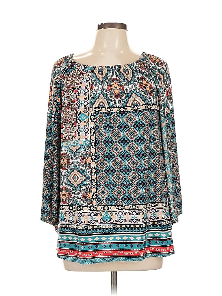 Pre-owned Cato 3/4 Sleeve Blouse In Blue