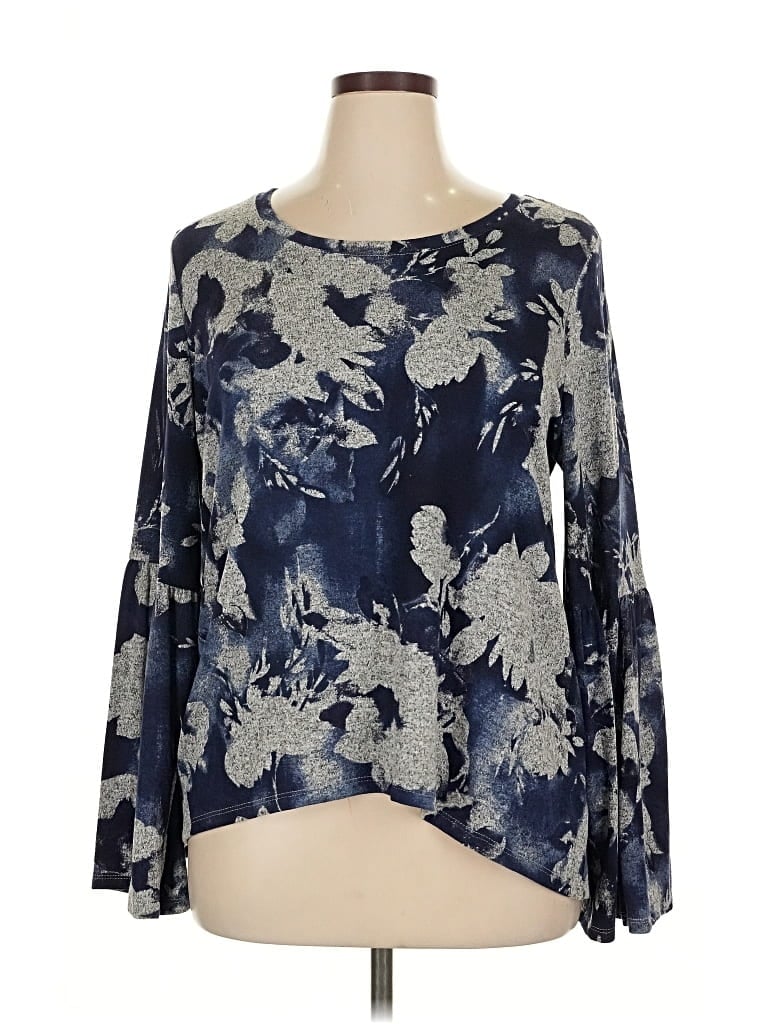 Pre-owned Simply Vera Vera Wang Long Sleeve Blouse In Blue