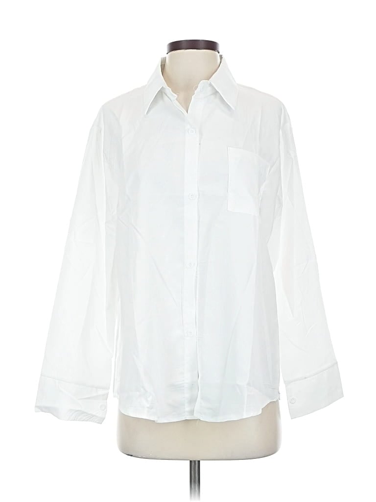 Pre-owned Assorted Brands 3/4 Sleeve Button Down Shirt In White