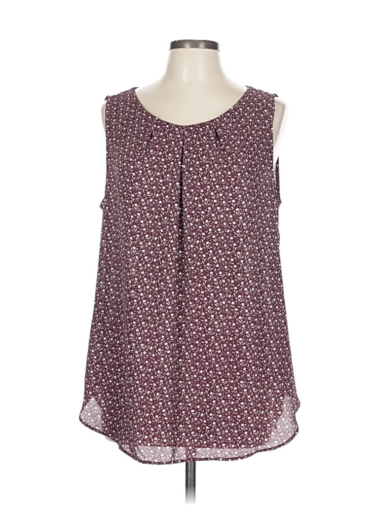Pre-owned Ann Taylor Loft Outlet Sleeveless Blouse In Burgundy