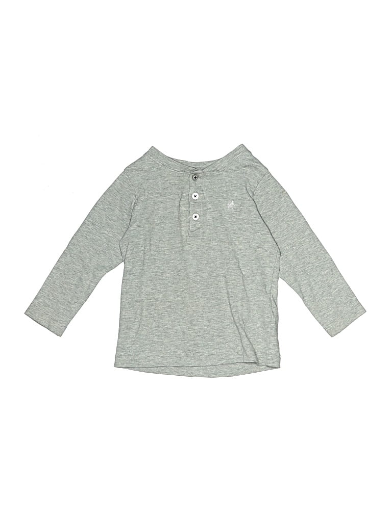 Pre-owned Baby Cottons Kids' Long Sleeve Henley Shirt In Gray