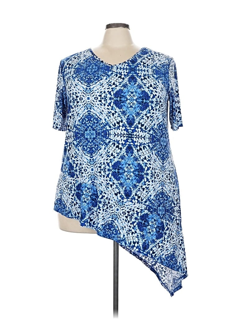 Pre-owned Cato Short Sleeve Blouse In Blue