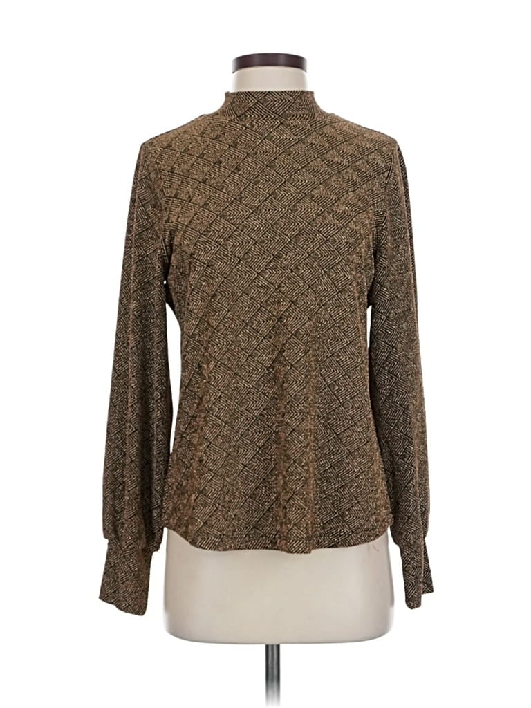 Pre-owned Chico's Long Sleeve Blouse In Gold