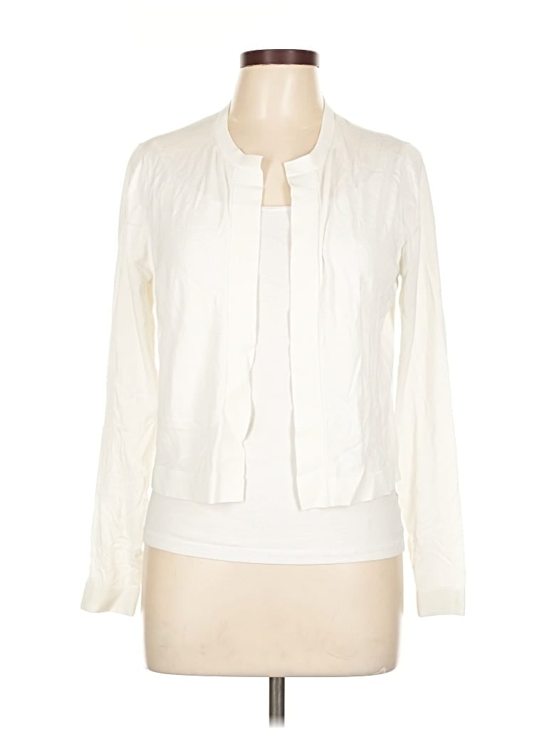 Pre-owned Ann Taylor Cardigan Sweater In White
