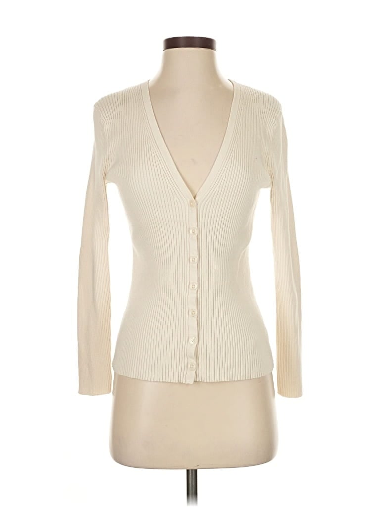 Pre-owned Banana Republic Factory Store Cardigan Sweater In White