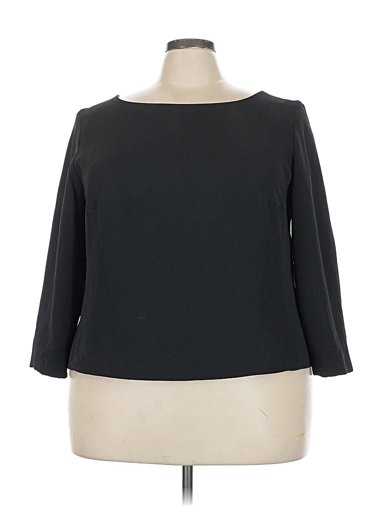 Pre-owned Harve Benard By Benard Holtzman 3/4 Sleeve Top Black Boatneck Tops