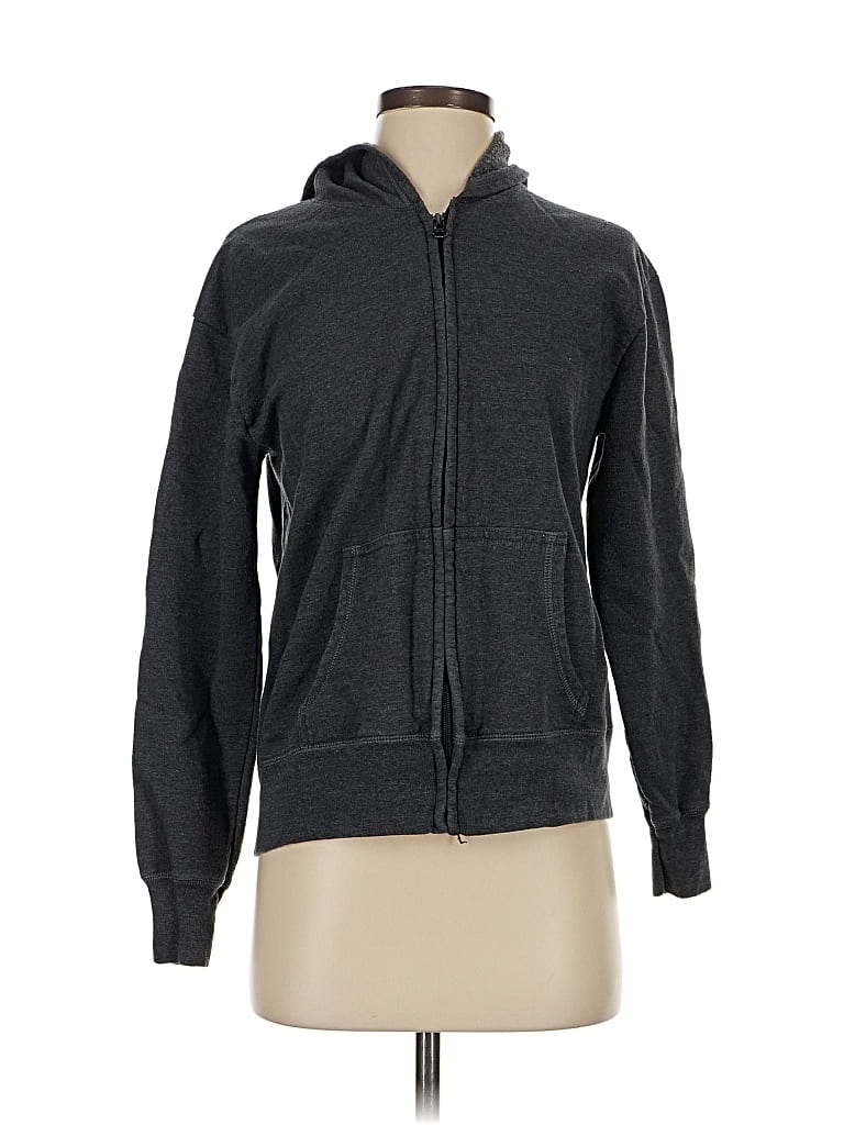 Pre-owned Hanes Zip Up Hoodie In Gray