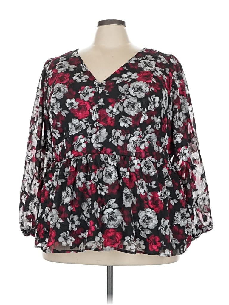 Pre-owned Torrid 3/4 Sleeve Blouse In Black